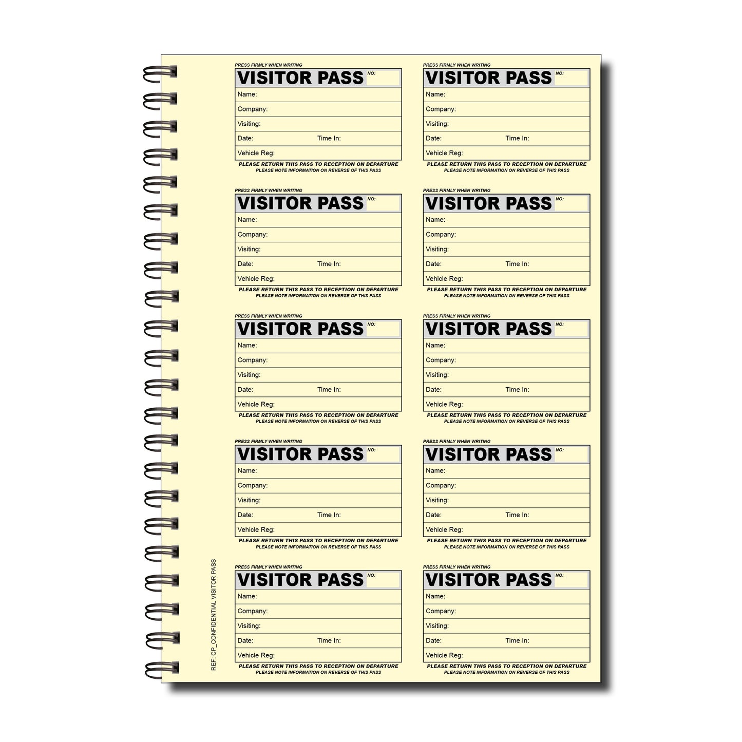NCR Confidential Visitor Pass UN-NUMBERED 90mm x 60mm Duplicate Book 300 Passes GDPR (Copy)