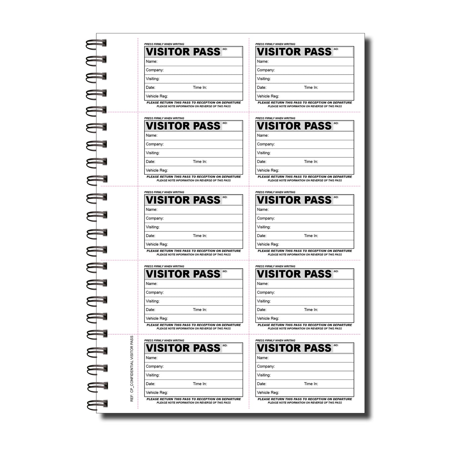 NCR Confidential Visitor Pass UN-NUMBERED 90mm x 60mm Duplicate Book 300 Passes GDPR (Copy)