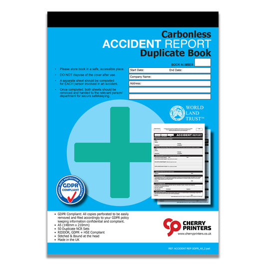 NCR GDPR Accident Report Duplicate Book A4