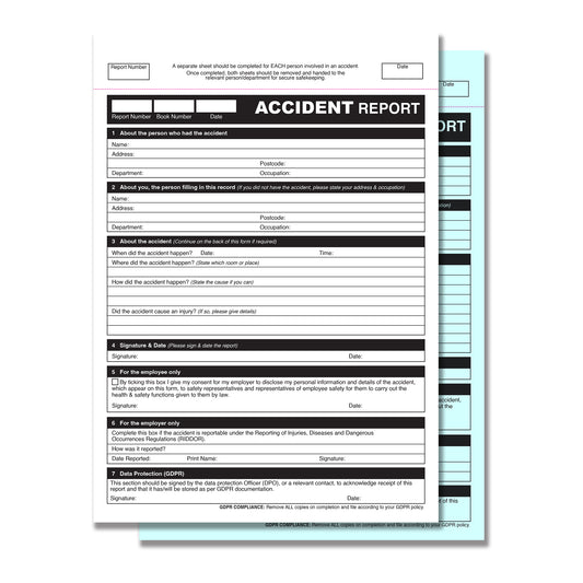 NCR GDPR Accident Report Duplicate Book A4