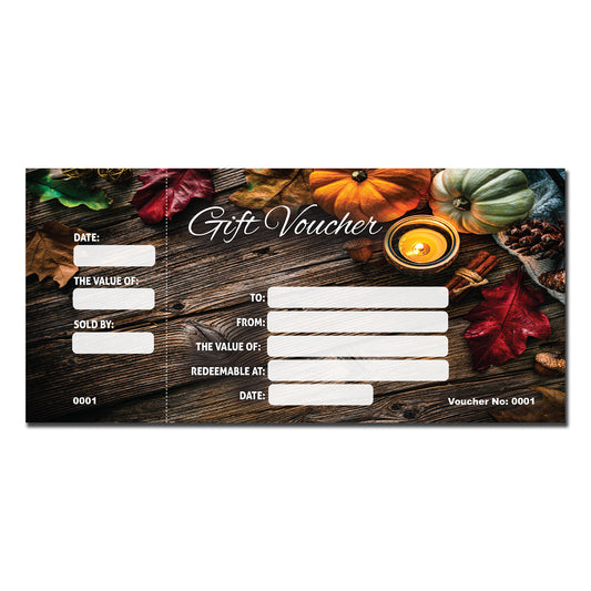 Autumn Gift Voucher Book 99mm x 210mm with FREE A4 POSTER