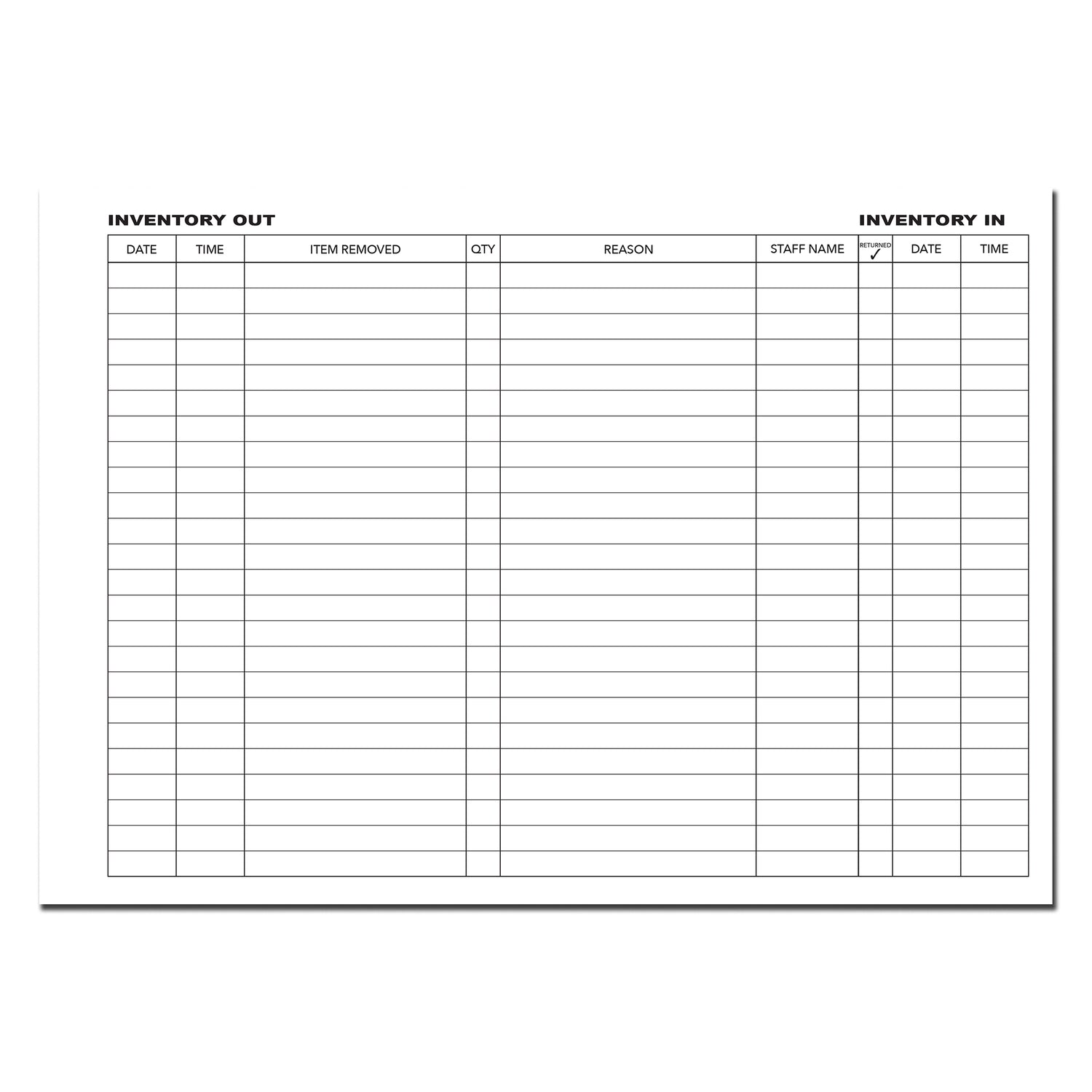 Deff Inventory Log Stockroom Inventory Tracker | Log Book | Inventory Out/In | A4 100page ...
