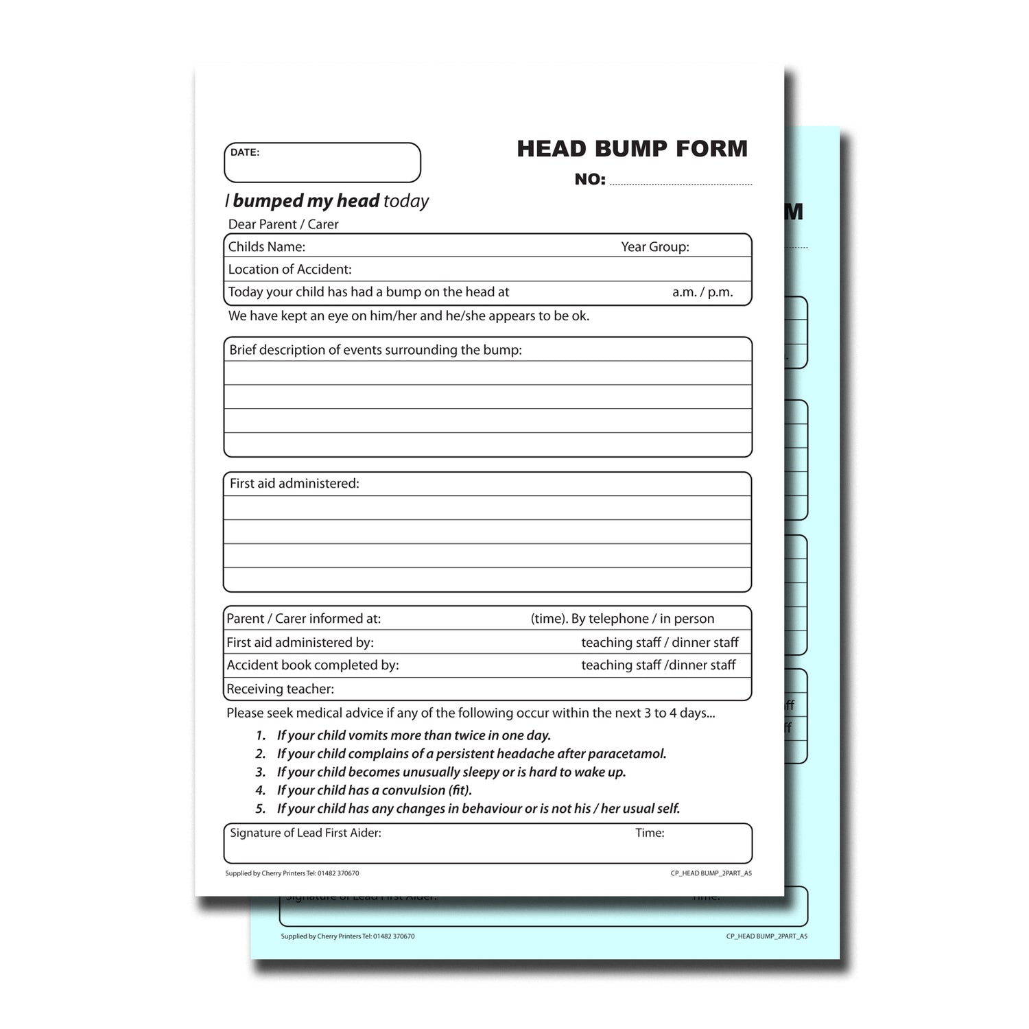 Bump Note.pdf NCR School Head Bump Duplicate Book A5 | 50 Sets — Cherry Printers UK