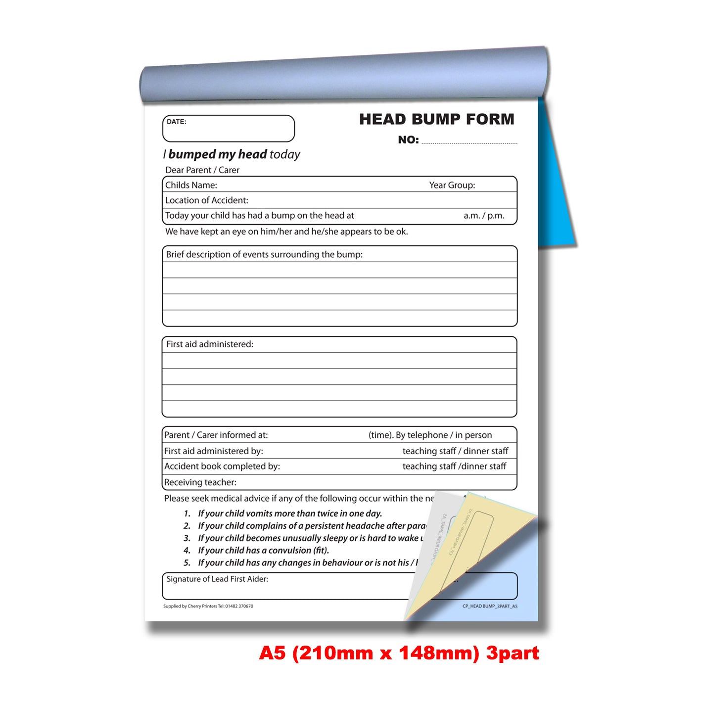 Bump Note.pdf NCR School Head Bump Triplicate Book A5 | 50 Sets — Cherry Printers UK