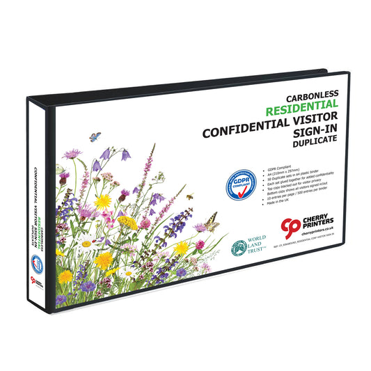 NCR RESIDENTIAL Confidential Visitor Sign In Ring Binder with 50 A4 Duplicate Sets GDPR