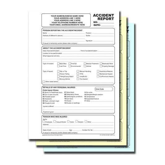 NCR *CUSTOM* Unfallbericht in dreifacher Ausfertigung Buch A4 Packs