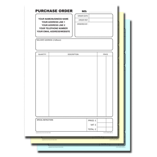 NCR *CUSTOM* Purchase Order Triplicate Book A4 | 2 Book Pack