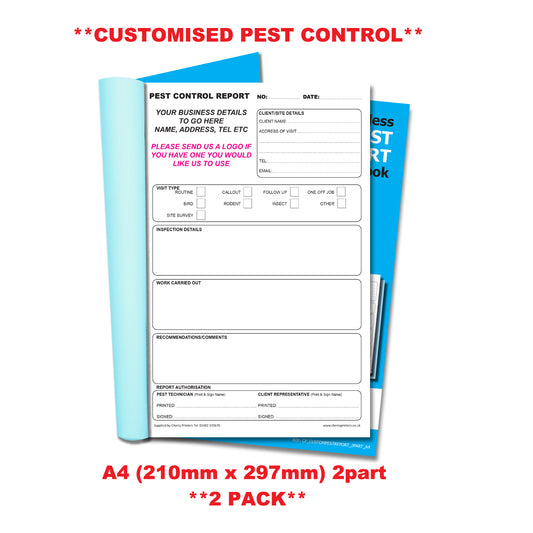 NCR *CUSTOM* Pest Control Report Duplicate Book A4 | 2 Book Pack