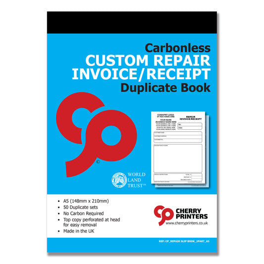 NCR *CUSTOM* Repair Invoice/Receipt Duplicate Book A5 | 4 Book Pack