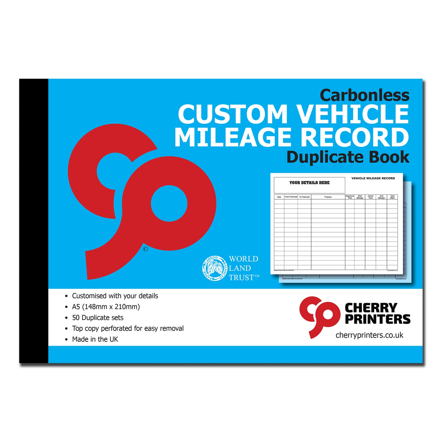 NCR *CUSTOM* Vehicle Mileage Duplicate Book A5 4 Book Pack
