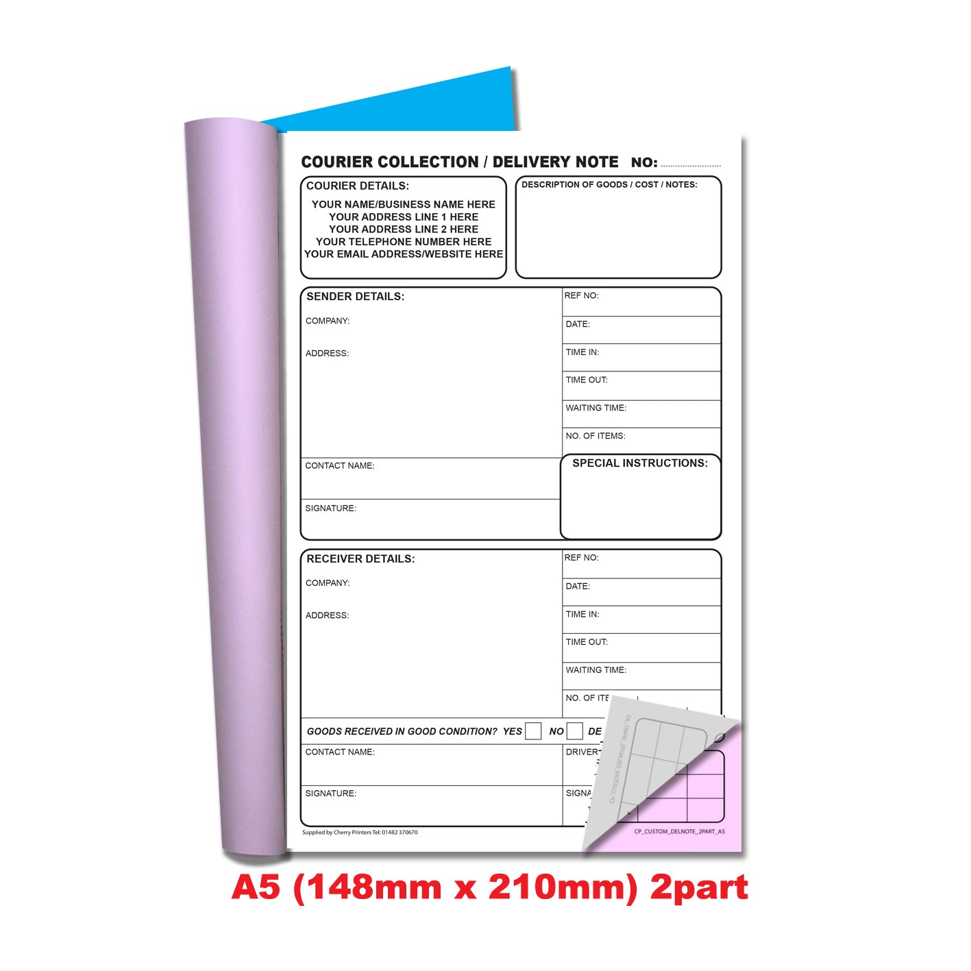 Courier Collection Note NCR *CUSTOM* Courier Collection/Delivery Note Duplicate Book A5 | 4 Bo ...