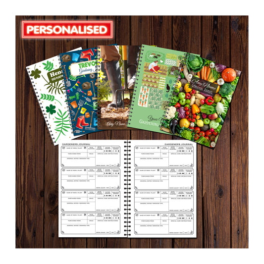 PERSONALISED Gardening Journal | Seed Planting Log | A5 (148mm x 210mm) | 50 double sided pages on 120gsm | Split Wirobound