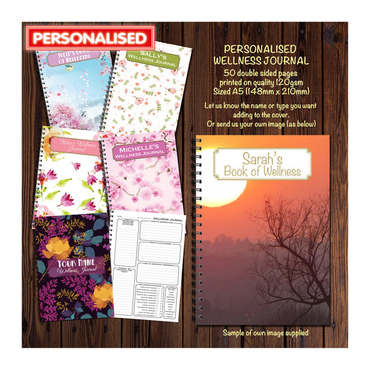 Personalised Wellness Journal | Wellbeing | Mental Health | A5 148mm x 210mm | 50 pages printed to both sides | Split Wirobound