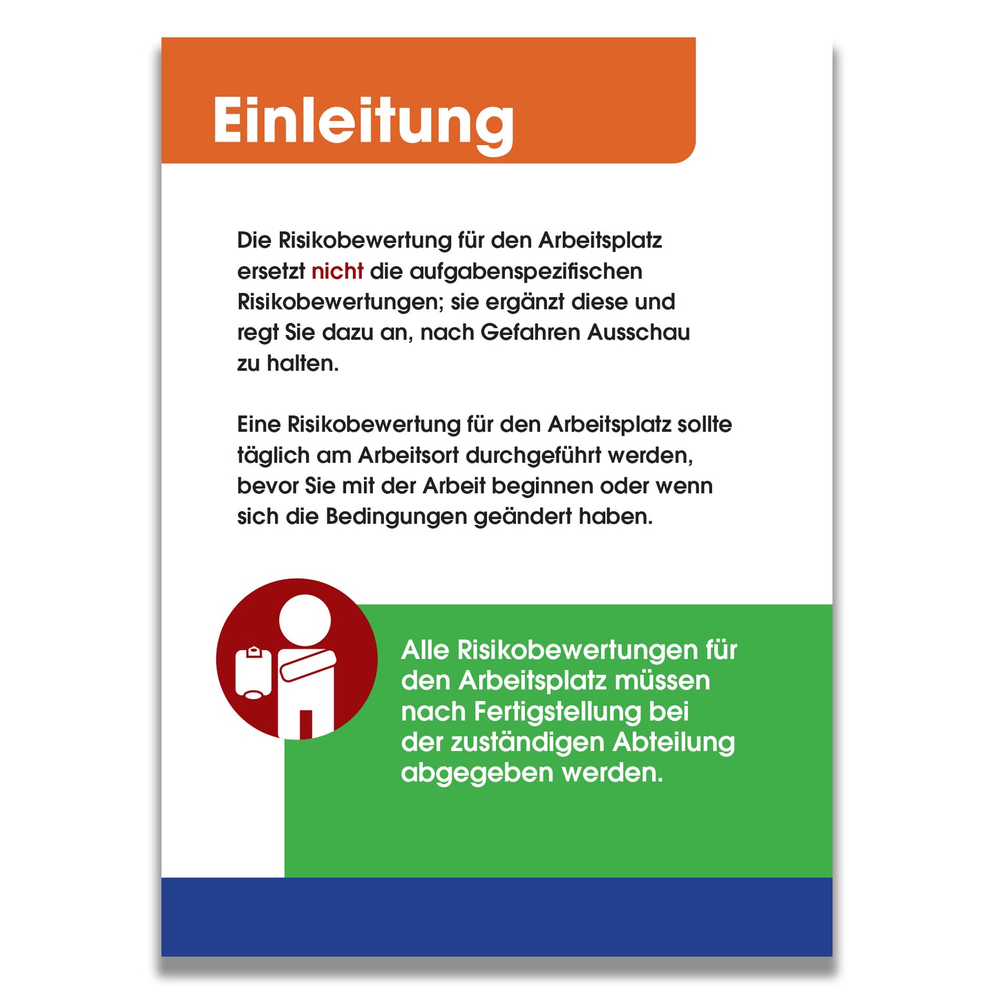 GERMAN  | POWRA Risikoberichtheft fur den Arbeitsplatz | A6 105mm x 148mm | 50 perforated pages | Wirobound
