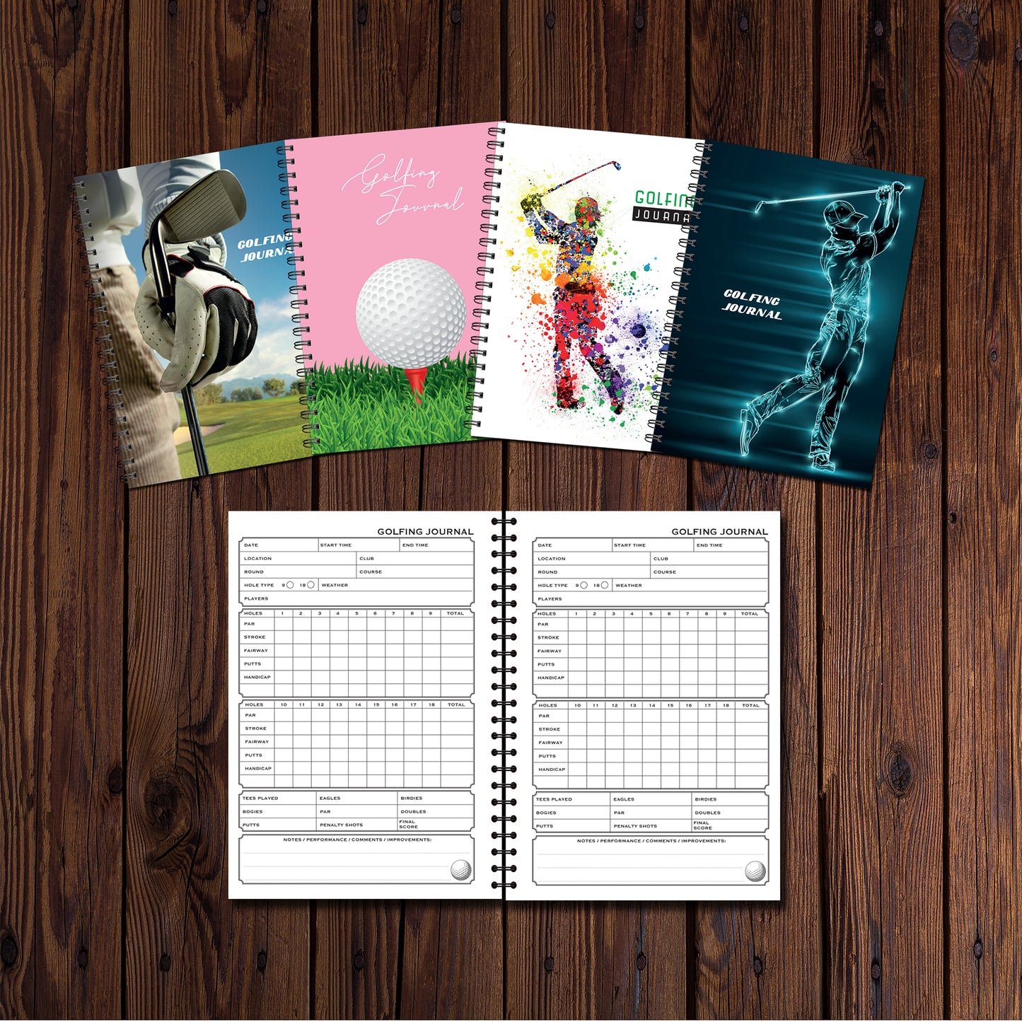 Golfing Journal | Notes | A5 (148mm x 210mm) | 50 double sided pages Wirobound