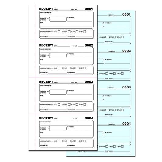 NCR Receipt Duplicate Book | 140mm x 297mm | 200 Numbered Receipts