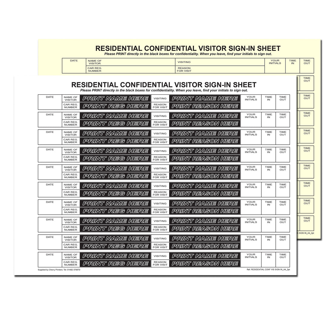 Sign In Binder NCR RESIDENTIAL Confidential Visitor Sign In Ring Binder with 50 A4 Du ...