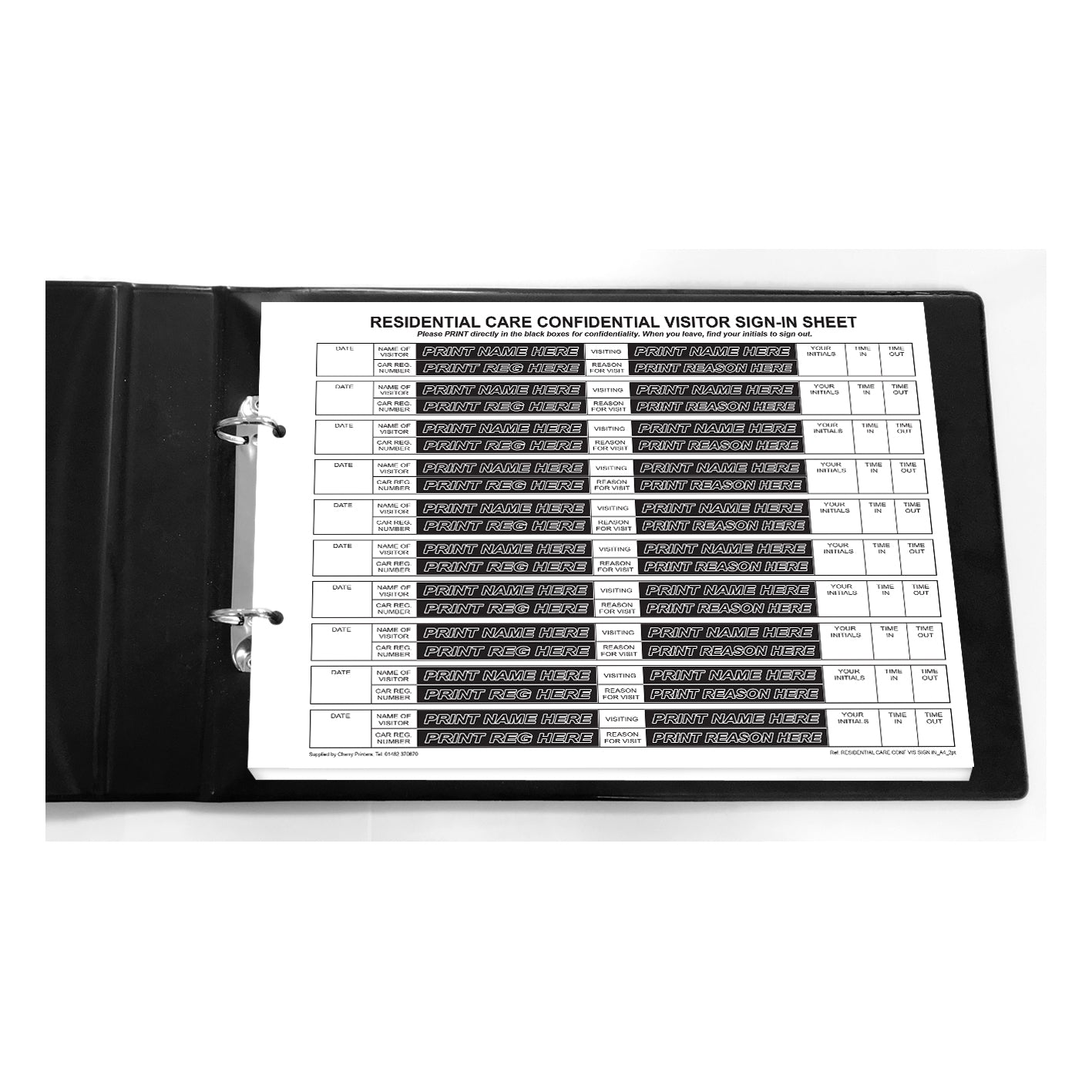 Sign In Binder NCR RESIDENTIAL CARE Confidential Visitor Sign In Ring Binder with 50 ...