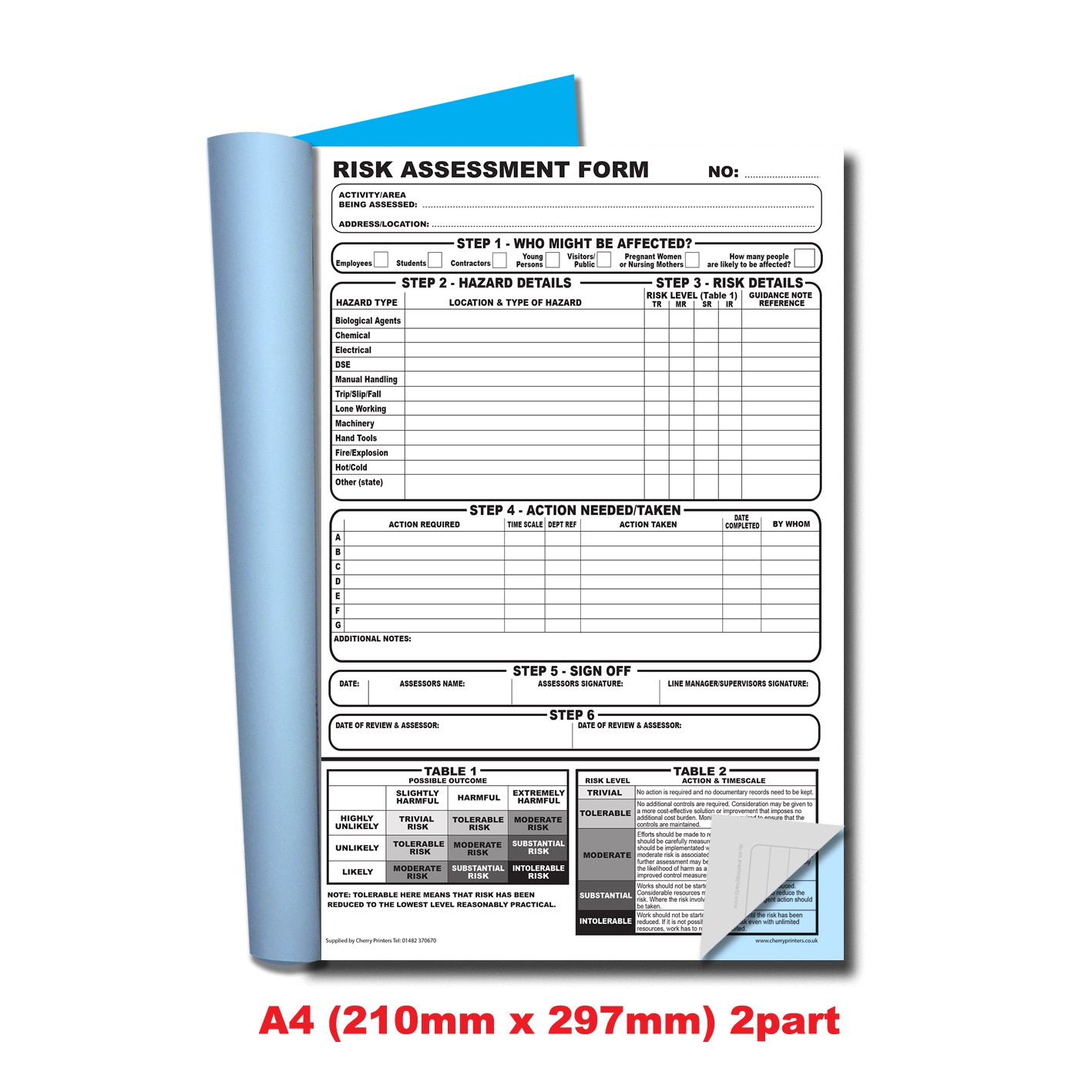Ncr Risk Classification NCR Risk Assessment Form Duplicate A4 Book – Cherry Printers UK