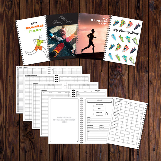 My Running Diary | Race Logbook | Annual Undated | A5 (148mm x 210mm) | 53 double sided pages on 120gsm | Split Wirobound
