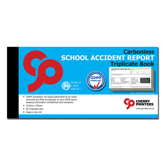 NCR School Accident Report Book 99mm x 210mm Triplicate