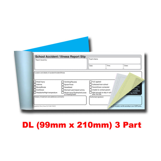 NCR School Accident Report Book 99mm x 210mm Triplicate