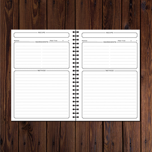 PERSONALISED Designer Special Recipes | A5 (148mm x 210mm) | 50 double sided pages on 120gsm | Split Wirobound