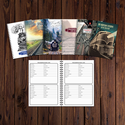 Train Spotting Log Book | A5 (148mm x 210mm) | 50 double sided pages on 120gsm | Split Wirobound