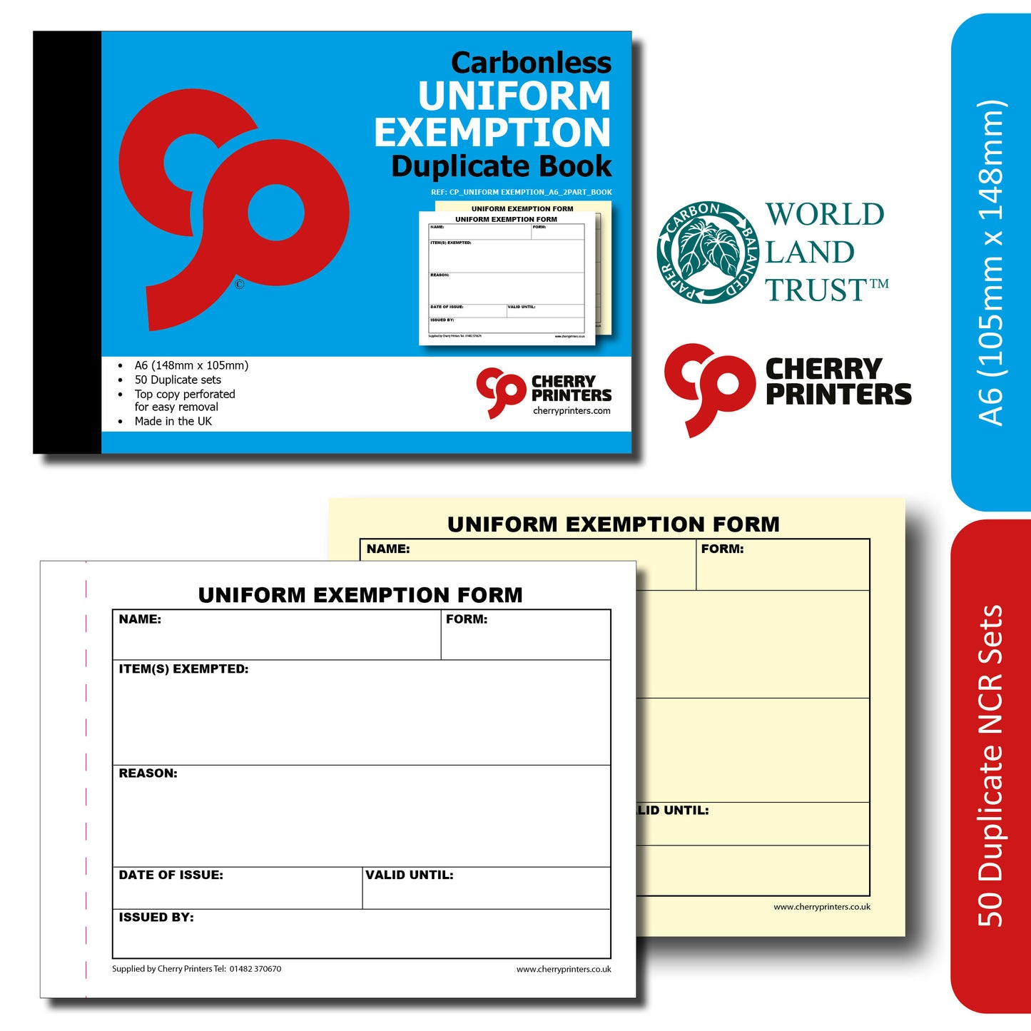 NCR Uniform Exemption Slip Duplicate Book A6