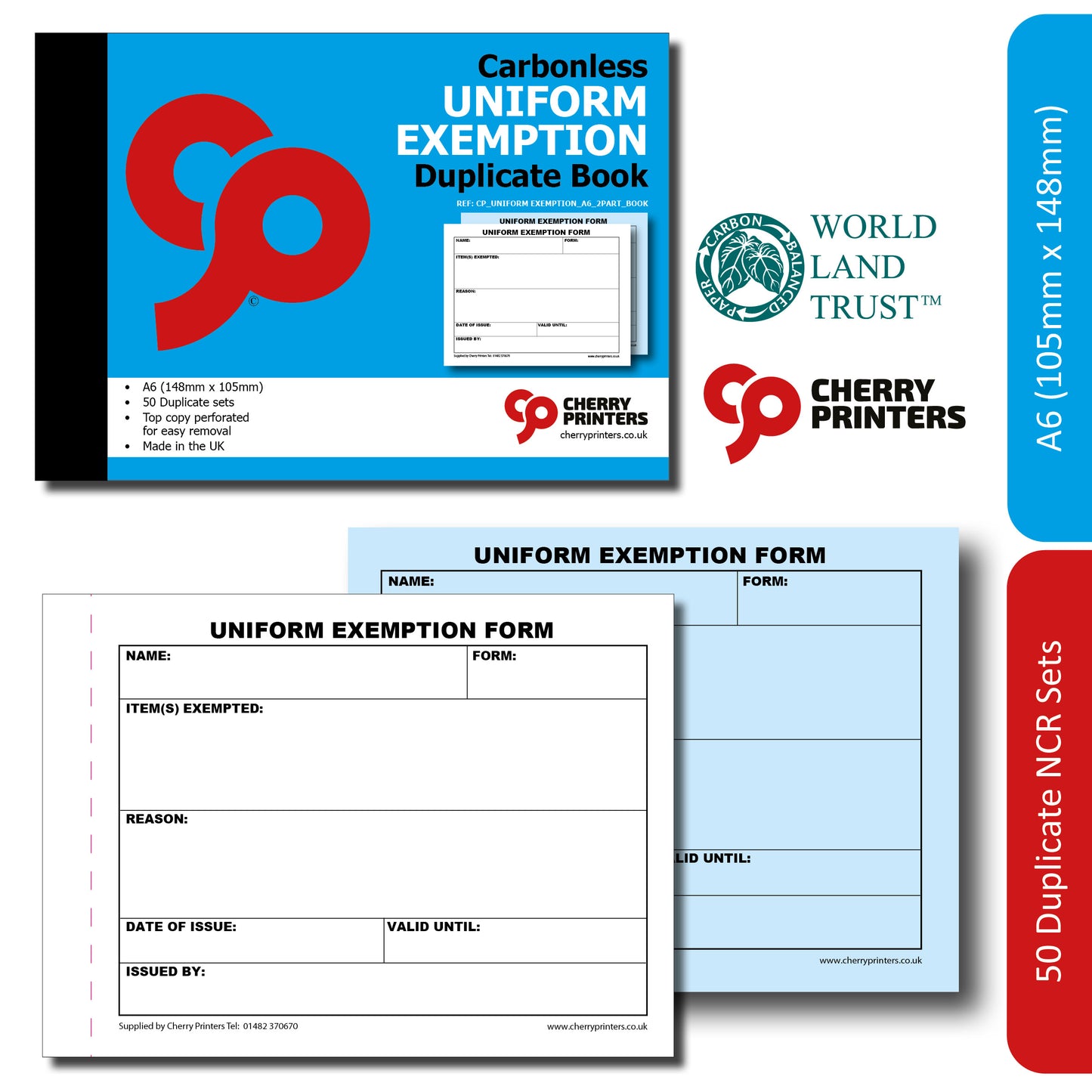 NCR Uniform Exemption Slip Duplicate Book A6