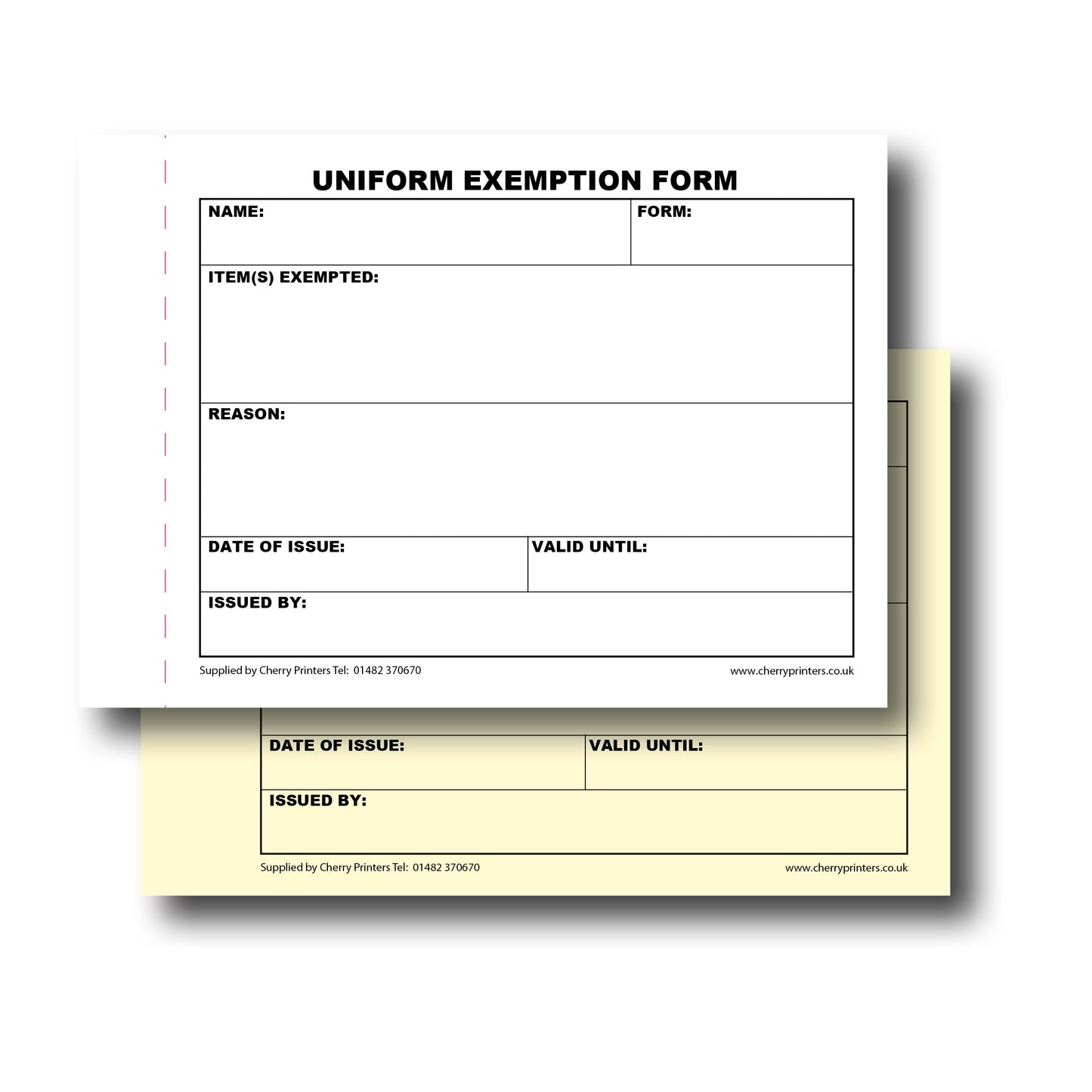 NCR Uniform Exemption Slip Duplicate Book A6