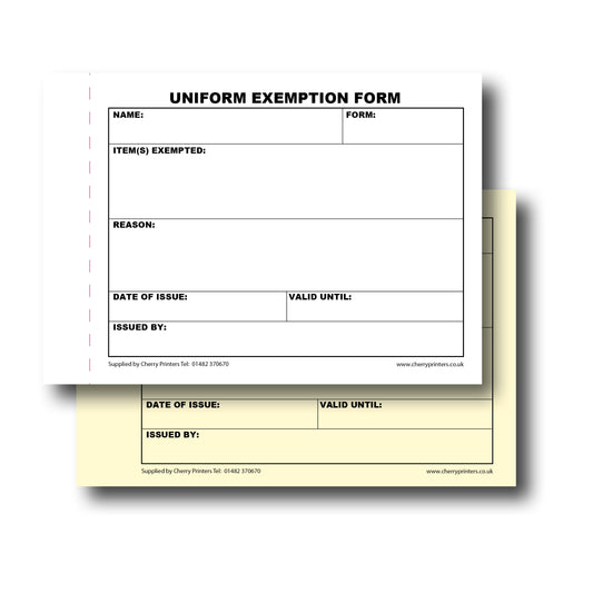 NCR Uniform Exemption Slip Duplicate Book A6