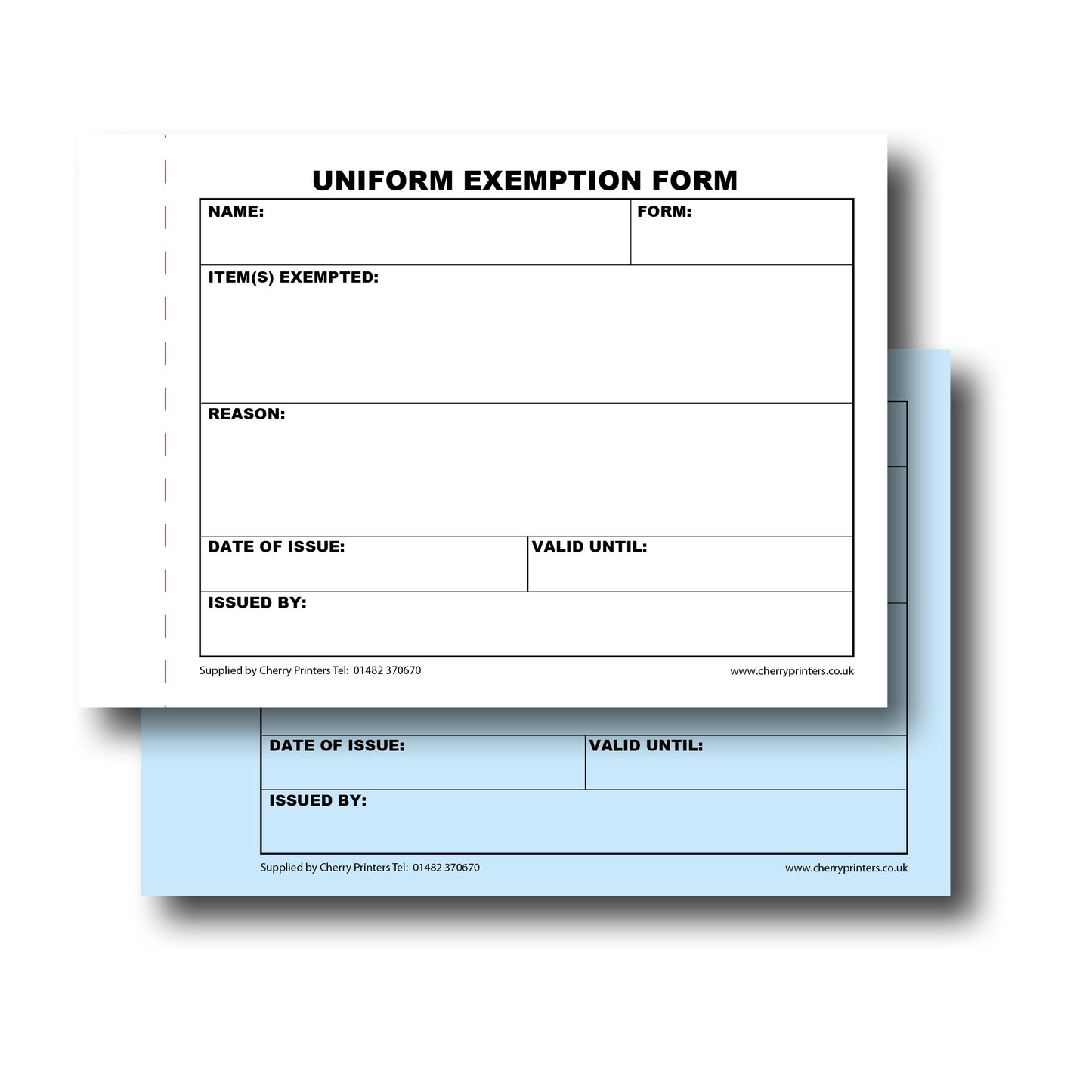 NCR Uniform Exemption Slip Duplicate Book A6