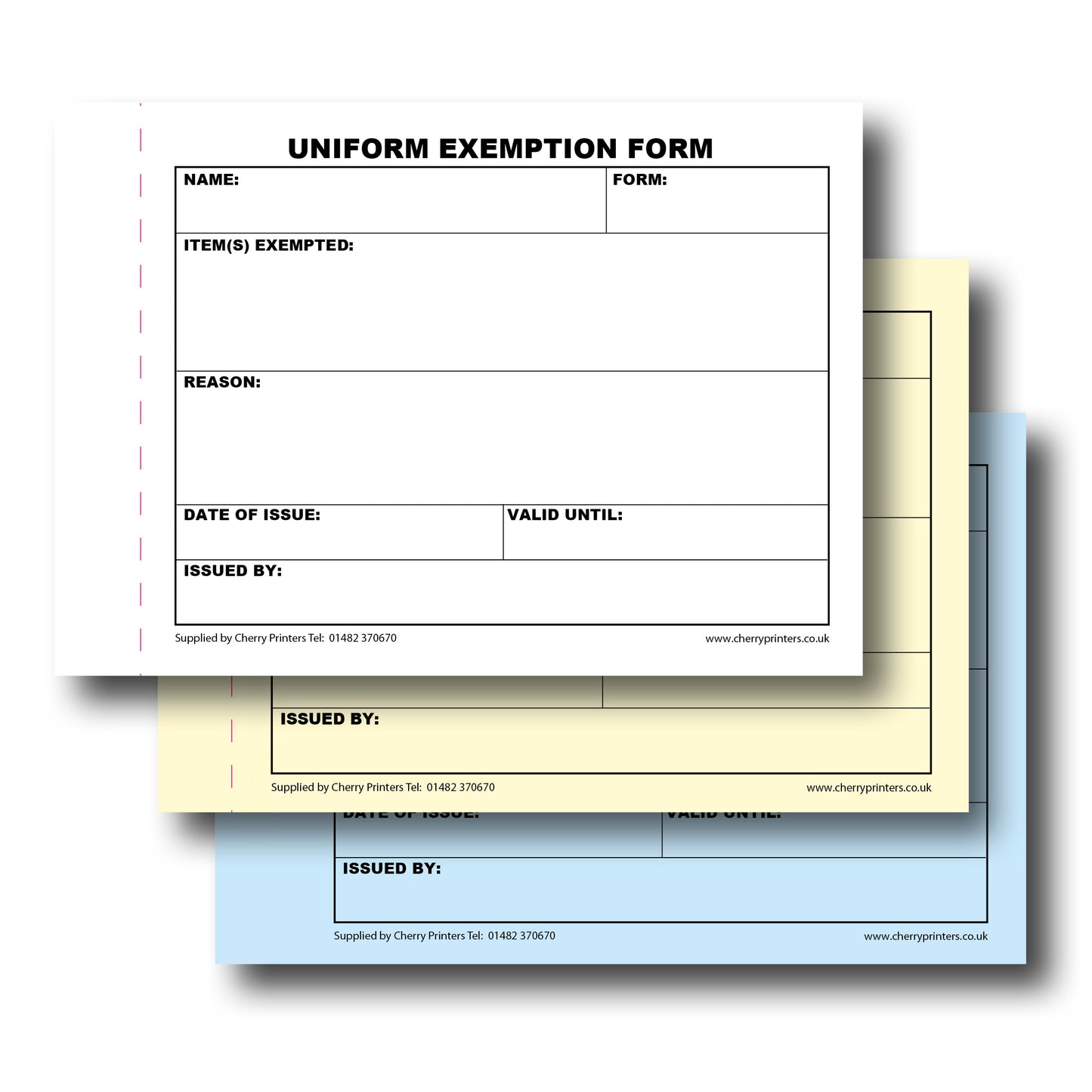 NCR Uniform Exemption Slip Triplicate Book A6