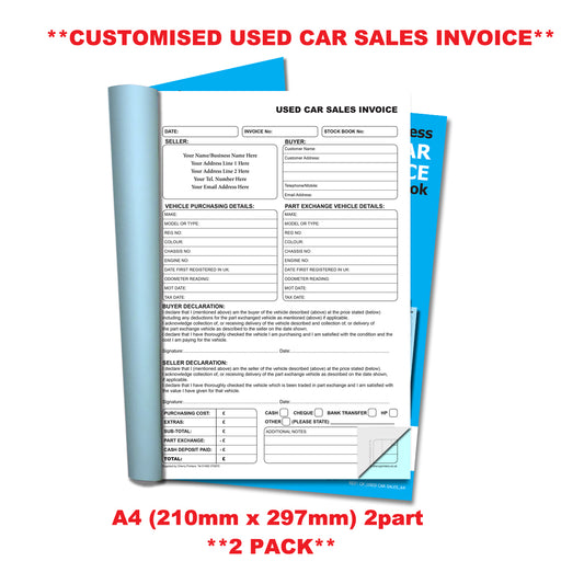 NCR *CUSTOM* Used Car Sales Invoice Duplicate Book A4 50 sets | 2 Book Pack
