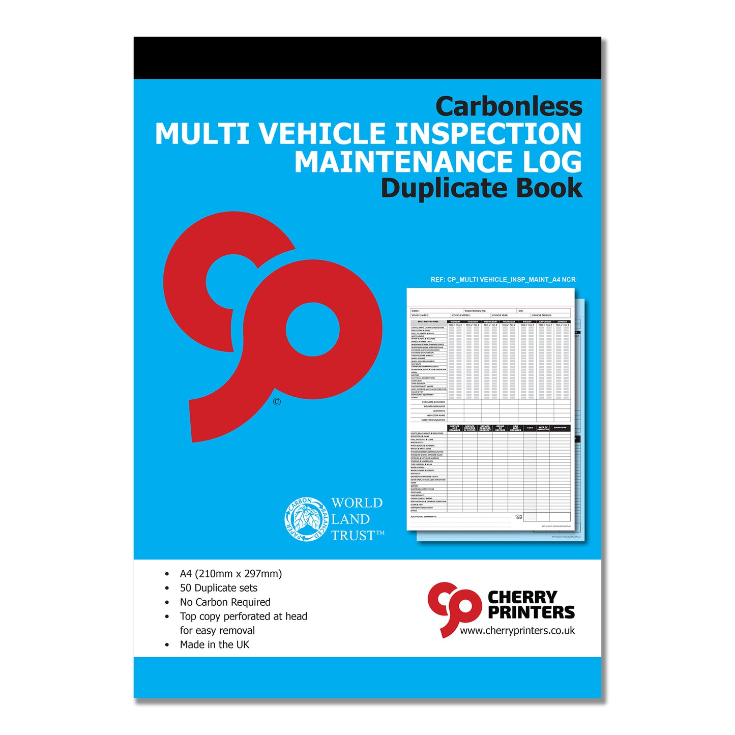 NCR Multi Vehicle Inspection Maintenance Log Book A4 Duplicate