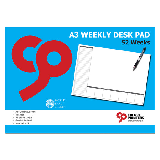 A3 Weekly Desk Pad | Planner | Things to do | A3 420mm x 297mm | 120gsm 52 pages