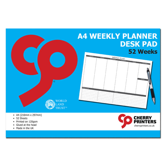 A4 Weekly Planner | Desk Pad | Things to do | A4 210mm x 297mm | 120gsm 52 pages