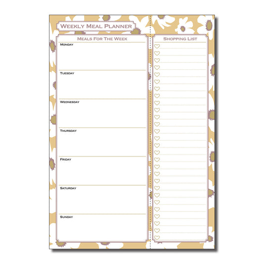 Designer Range Weekly Meal Planner With Tear off Shopping List A4