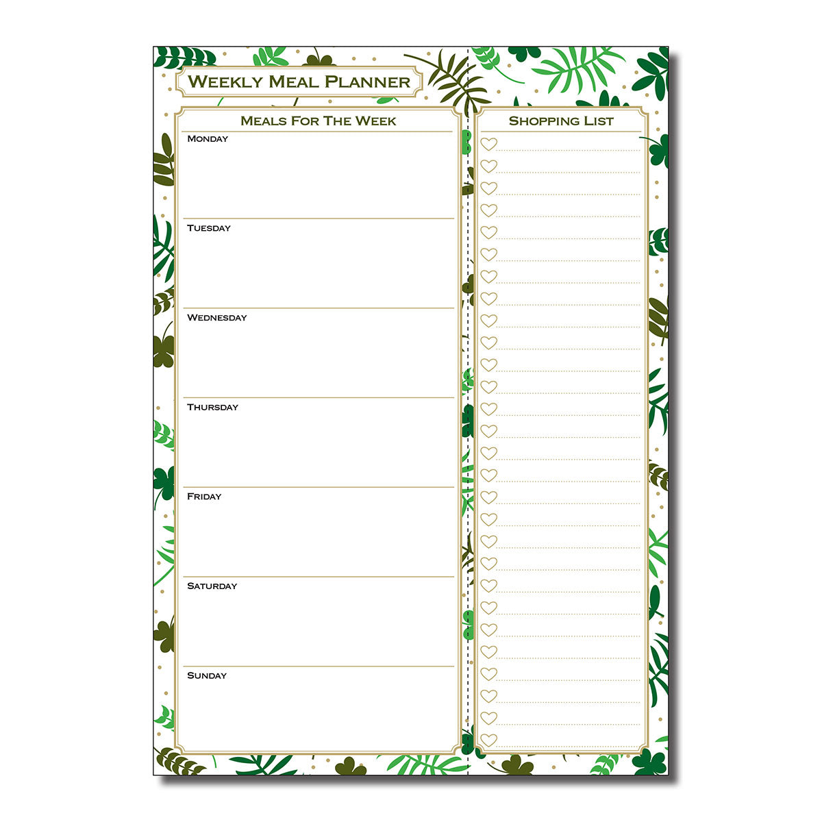 Designer Range Weekly Meal Planner With Tear off Shopping List A4