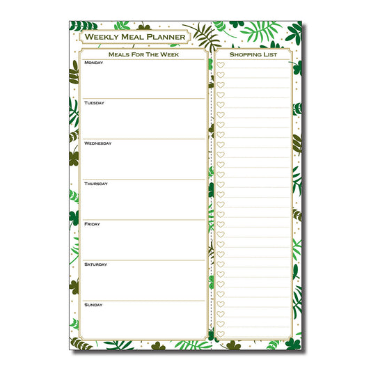 Weekly Meal Planner |  With Tear off Shopping List | A4 (210mm x 297mm)  | 55 Weeks Use