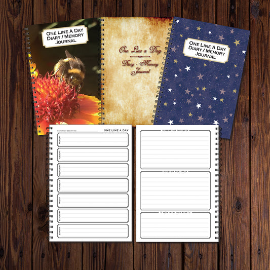 One Line a Day Diary | Memory Journal | 1 year | Week to view | Undated | A5 (148mm x 210mm) | 52 double sided pages Wirobound