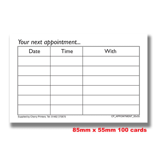 Terminkartenblock 85mm x 55mm 100 Karten aus 350gsm