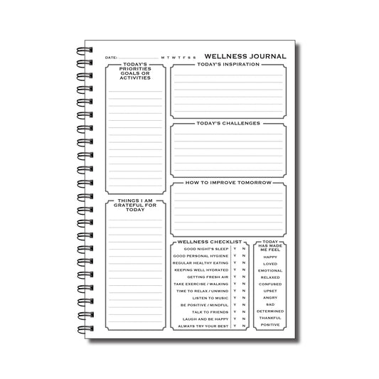 Personalised Wellness Journal | Wellbeing | Mental Health | A5 148mm x 210mm | 50 pages printed to both sides | Split Wirobound