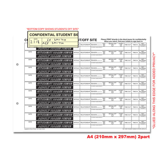 NCR Confidential Student Sign Out / Off Site Duplikat REFILL PACK A4