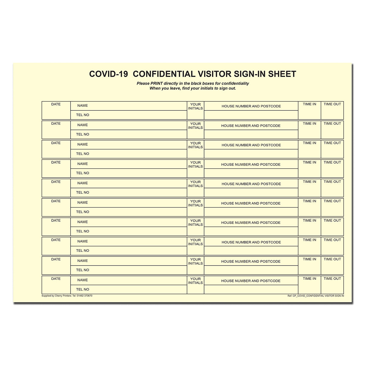 NCR Covid-19 Confidential Visitor Sign in Duplicate Wiro Book A4 50 sets GDPR