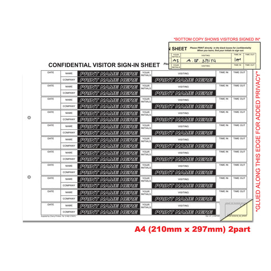 NCR Confidential Visitor Sign In Duplicate REFILL PACK A4 50 Sets für Ordner