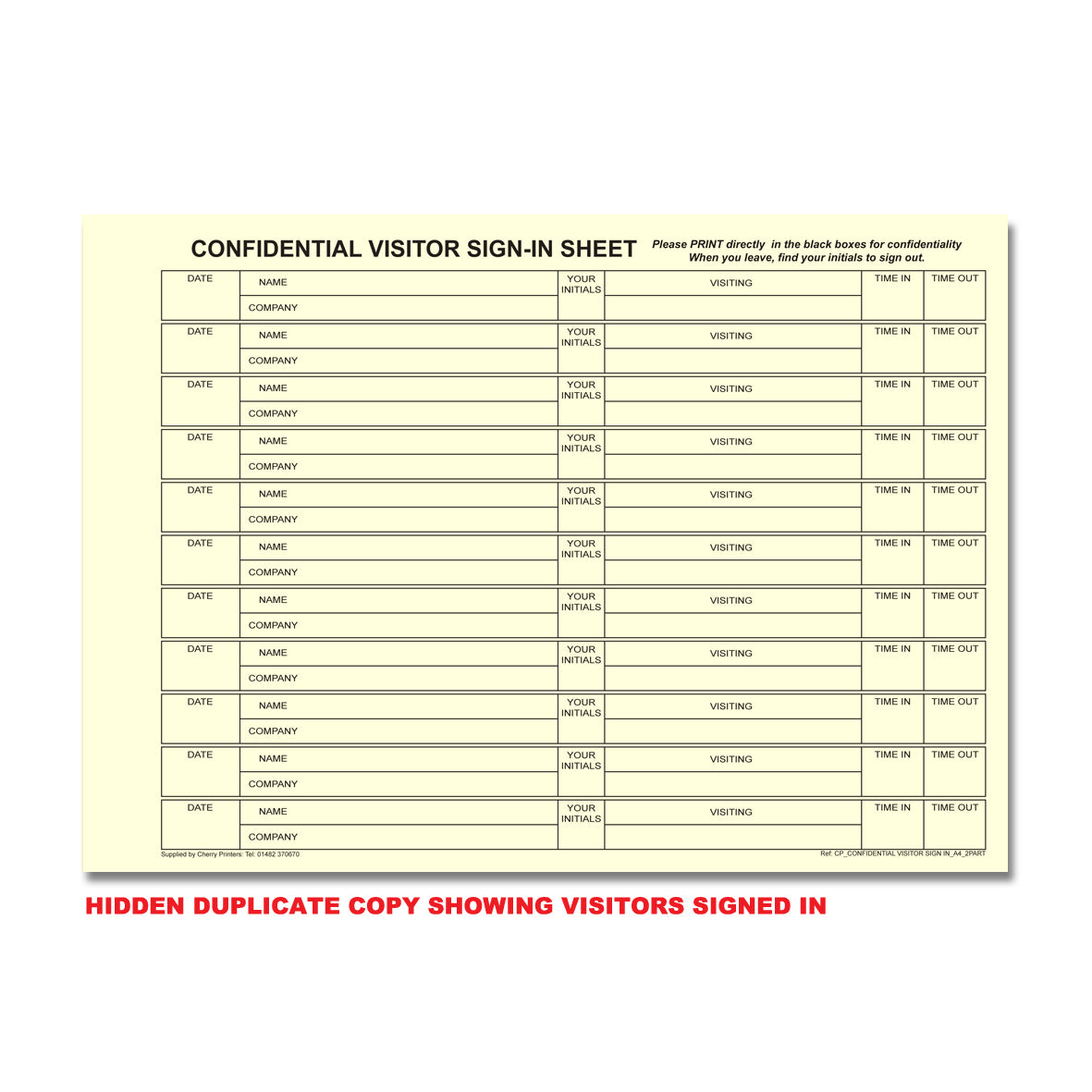 NCR Confidential Visitor Sign In Ringbuch mit 50 A4 Duplikatsätzen GDPR