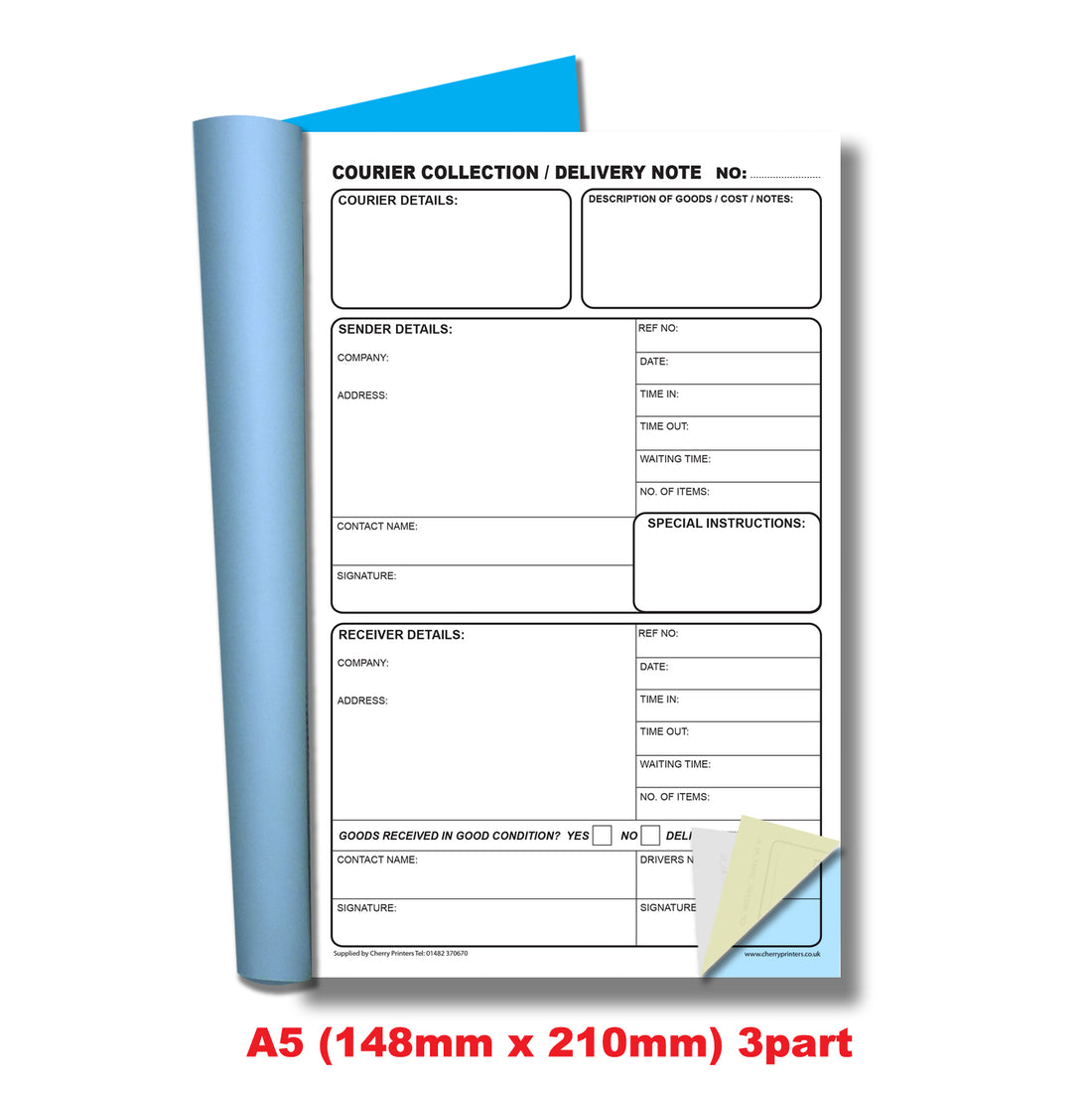 Courier Collection Note NCR Courier Collection Delivery Note Triplicate Book A5 | 50 Sets ...