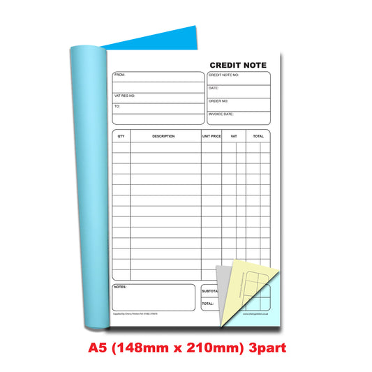 NCR Credit Note A5 Triplicate